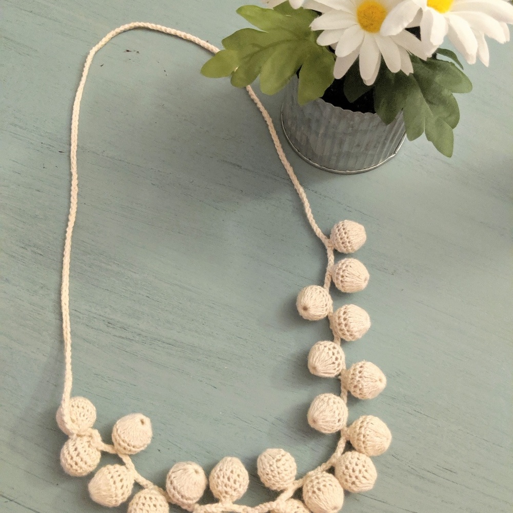 Cream Knitted Statement Necklace